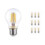 Confezione Multipack 10x Noxion Lucent LED E27 Pera Filamento Chiara 8.5W 1055lm - 827 Bianco Molto Caldo | Sostitutiva 75W