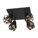Eglo Luce da soffitto Carlton 7 Acciaio Nero Rame | IP20 - Adatto per 4x E27 